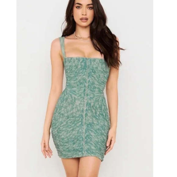 House of CB Dresses & Skirts - House of CB Cate Ivy Print Ruched Mesh Mini Dress (Never Worn w/ original tags)